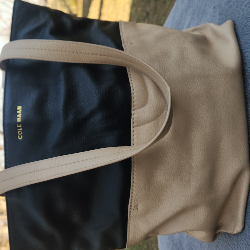 Cole Haan Black and Tan Tote Bag